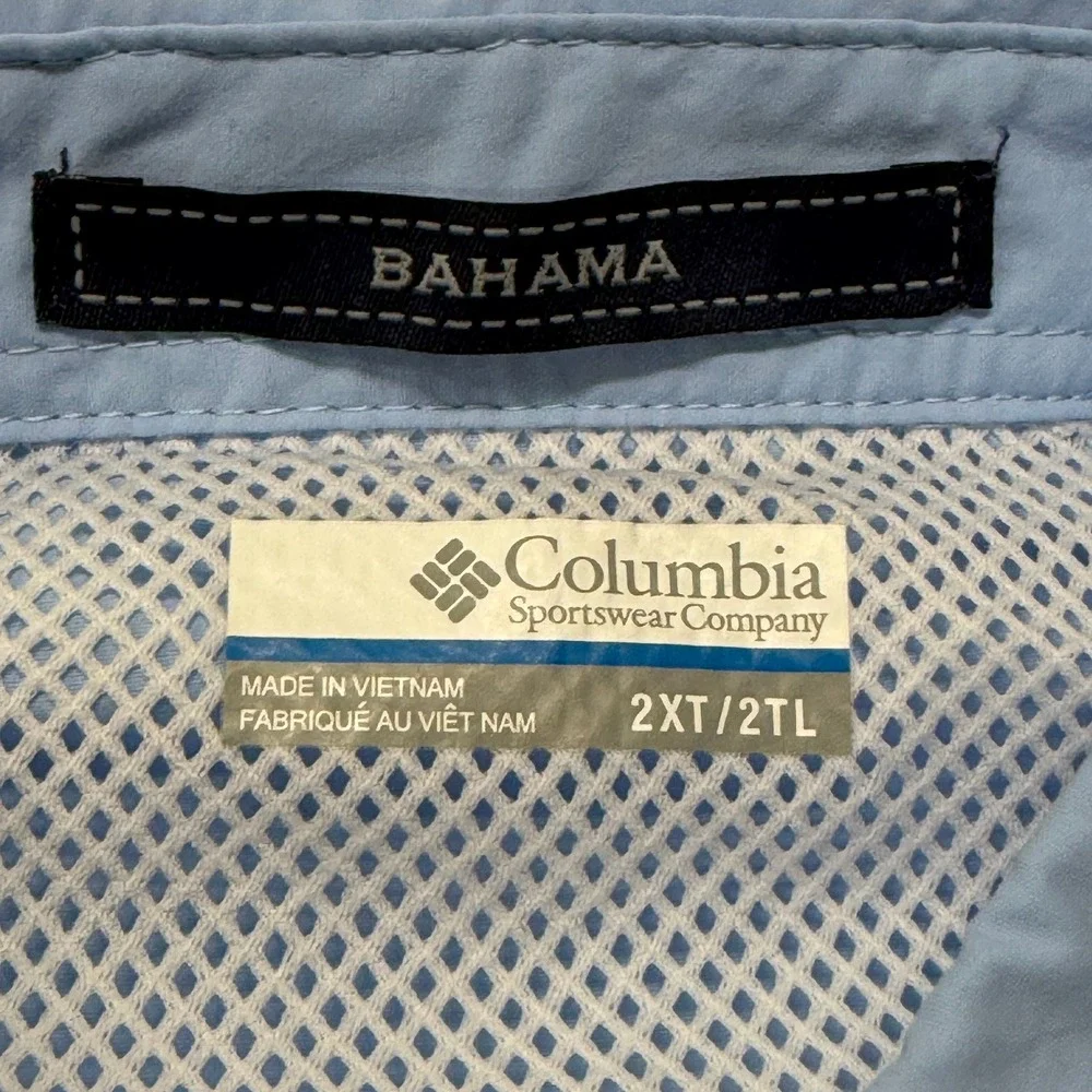 Columbia Bahama PFG Fishing Shirt Mens‎ 2XT UPF 50 Omni Shade Button Up NWT Blue